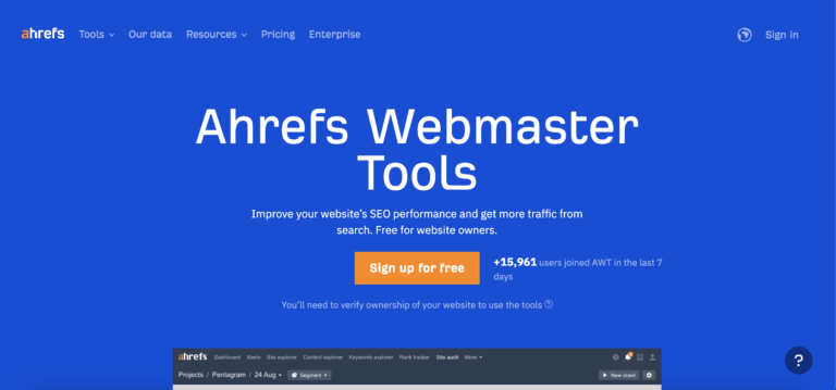 Ahrefs Webmaster Tools